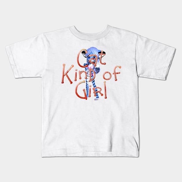 Cat Kind of Girl Kids T-Shirt by teepossible